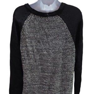 Jason Maxwell Charcoal white & black loose knit Long sleeve Sweater Size L